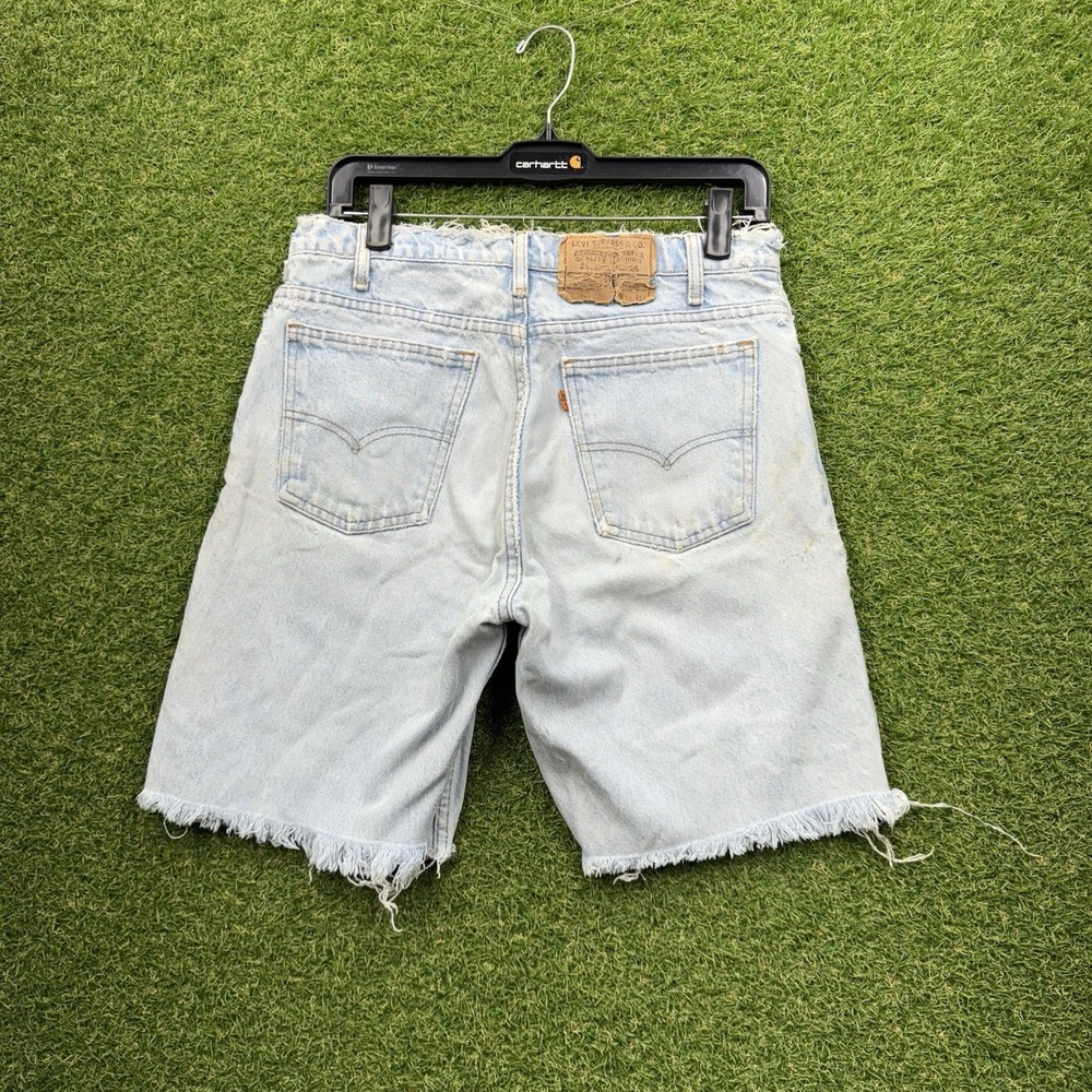 Levis 550 Jean Shorts Mens 30 Orange Tab Relaxed Fit Wide Leg Baggy Light 80s